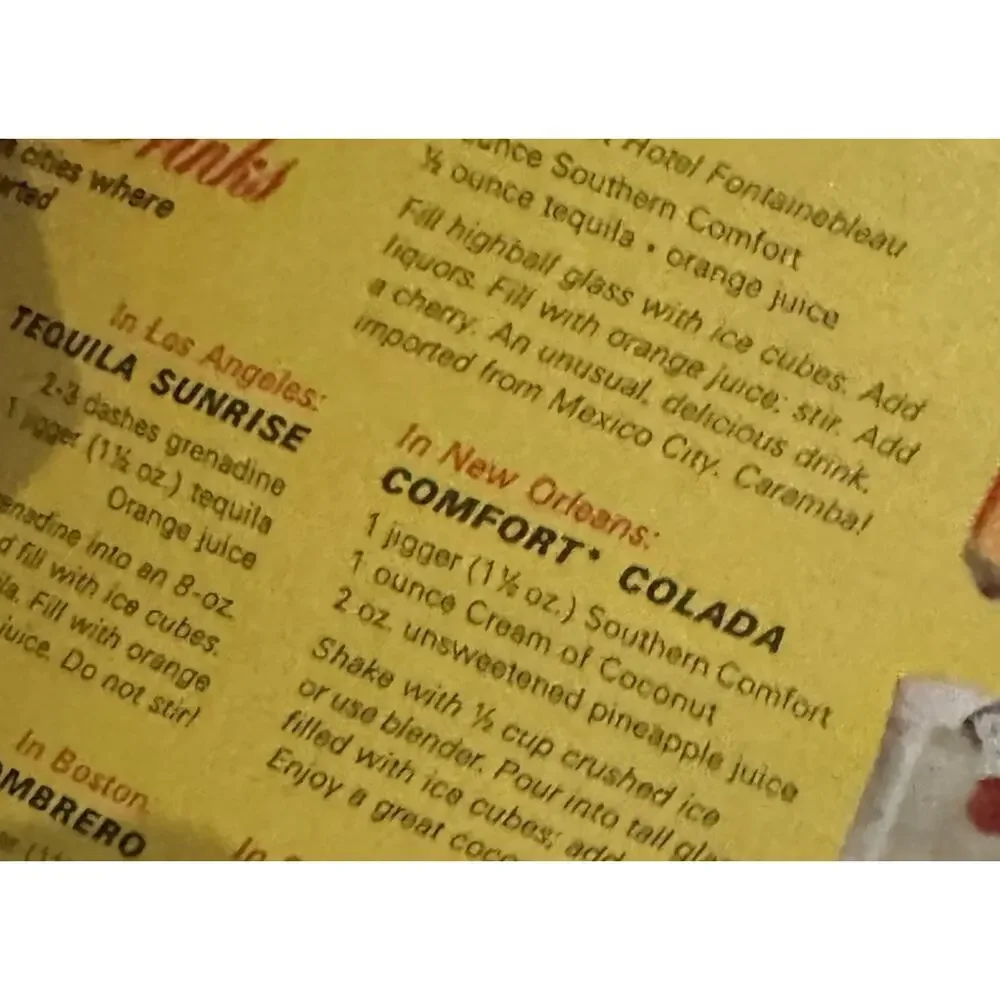 VTG Cocktail Bar Mixology Drink‎ Guides 1976 Happy Hour Southern Comfort Martini